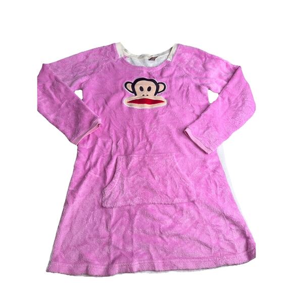 Paul Frank Julius Monkey Fleece Sleep Shirt Pajama Night Gown Womens M Pink R8 - Picture 1 of 4